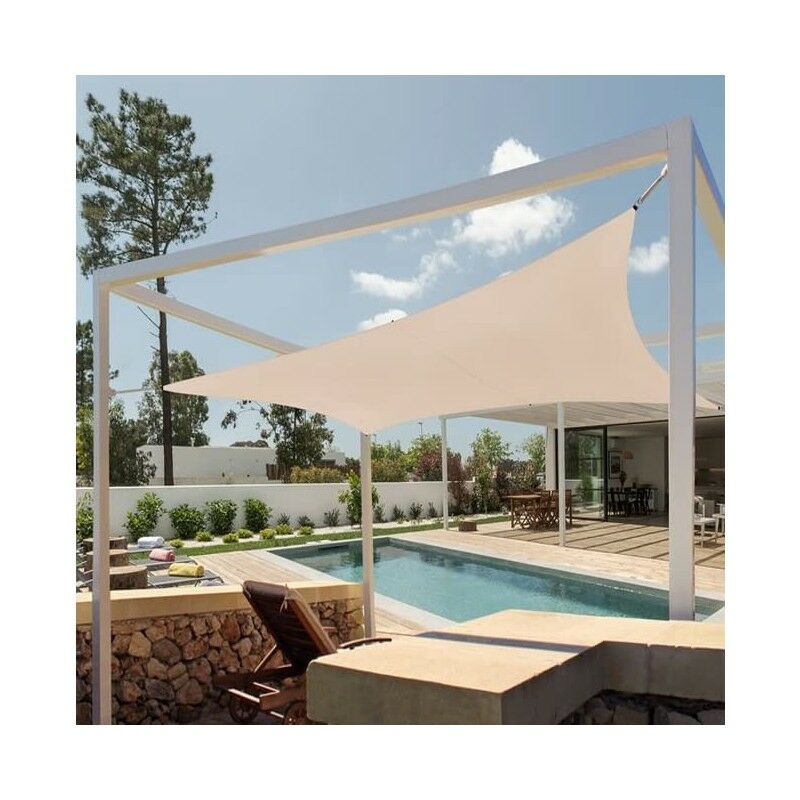 foto del prodotto suinga tenda a vela quadrata in poliestere 5 x 5 x 5 metri, beige 165 gr m2 uv per giardino