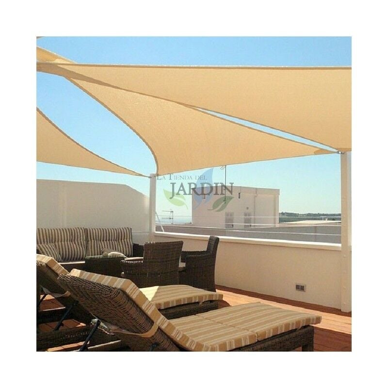 foto del prodotto suinga tenda a vela triangolare in poliestere 5 x 5 x 5 metri, beige 165 gr m2 uv per giardino