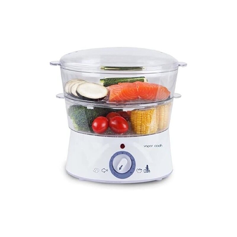 foto del prodotto suinga vaporiera a 2 contenitori e un contenitore speciale per il riso. capacit 5 litri. potenza 400w