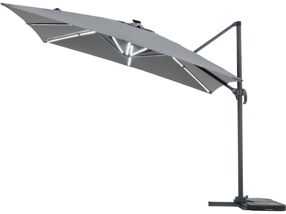 foto del prodotto sun 4 luxury quot led alu ombrello da giardino decentrato rettangolo 3 x 4 m grigio