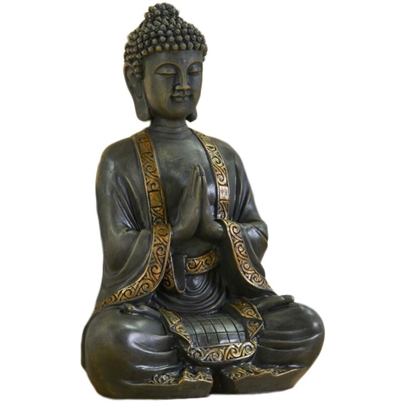foto del prodotto sunchine zen light statua di buddha meditazione, resina, bonzo, 15 x 24 x 37.5 cm