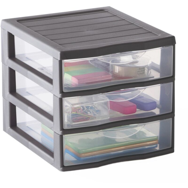 foto del prodotto sundis orgamix 3t cassettiera plastica, grigio, a6 3 cassetti