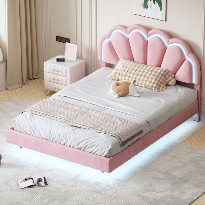 foto del prodotto sunfecili letto matrimoniale 140x200,letti per adulti,letto imbottito, letto per bambina, struttura letto matrimoniale corona bianca in