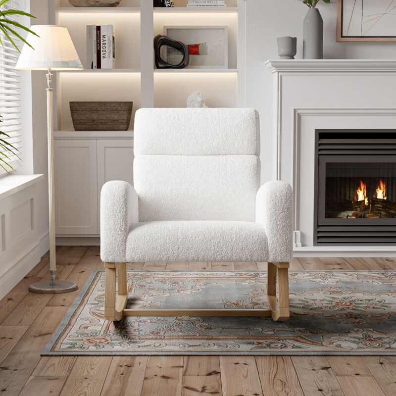 foto del prodotto sunfecili sedia a dondolo, poltrona relax, sedia per allattamento,sedia a dondolo, due tasche laterali, stile scandinavo, base antiscivolo