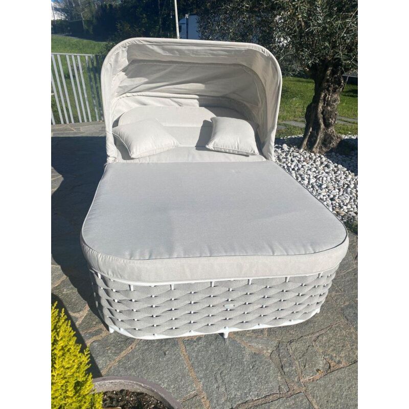 immagine 0 del prodotto sunlounge agapanthus con struttura in alluminio bianco e cuscini grigio chiaro