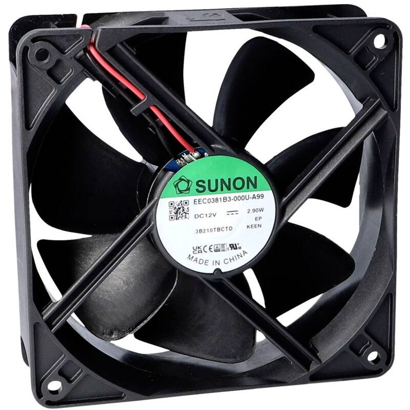 foto del prodotto sunon mec0382v2 000u a99 ventola assiale 24 v dc 197.03 m h l x l x a 38 x 120 x 120 mm