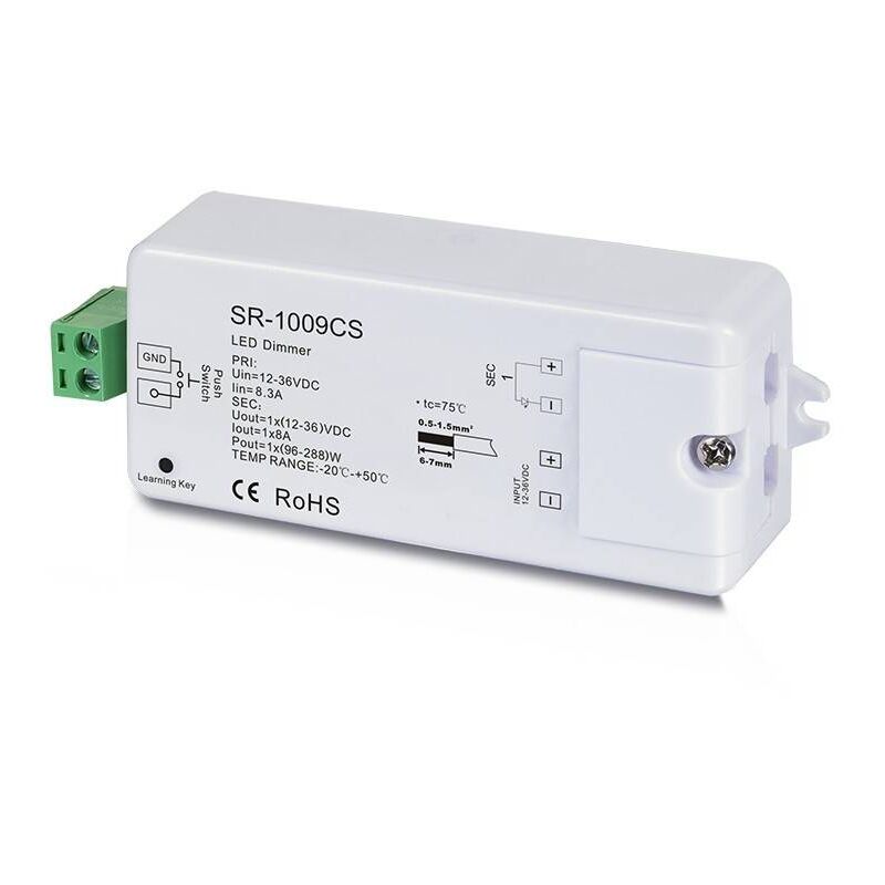 foto del prodotto sunricher controllore monocolore 12 36v 1 canale 8a, controllo rf