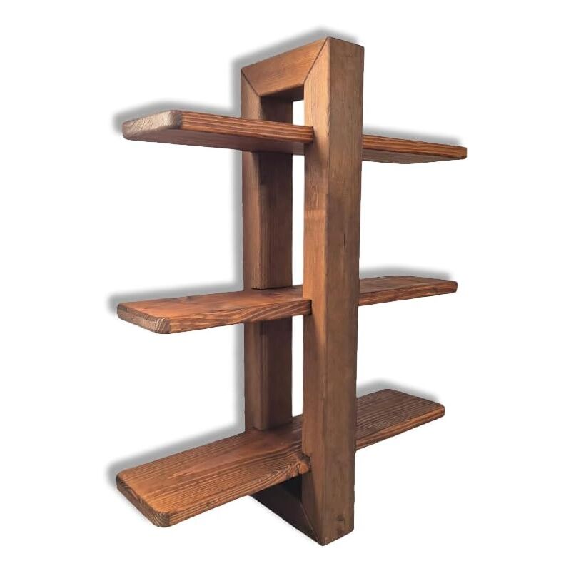 foto del prodotto sunwood mensola da parete in legno massello sospesa, a 3 ripiani scorrevoli, 48x12x59h cm, teak