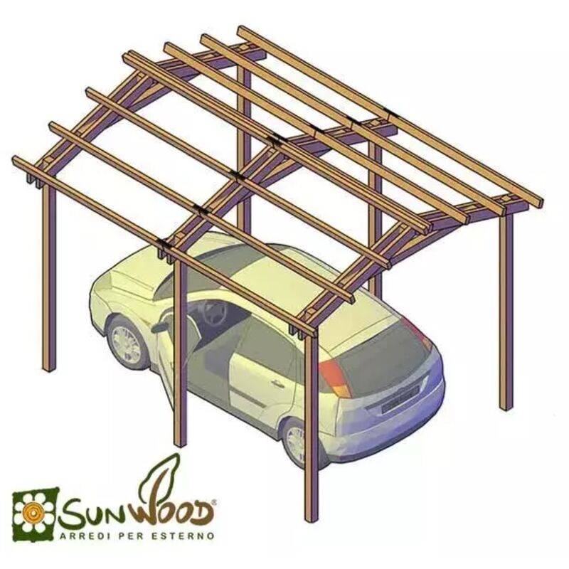 foto del prodotto sunwood pergola carport in legno 300x400 cm, in pino impregnato, made in italy