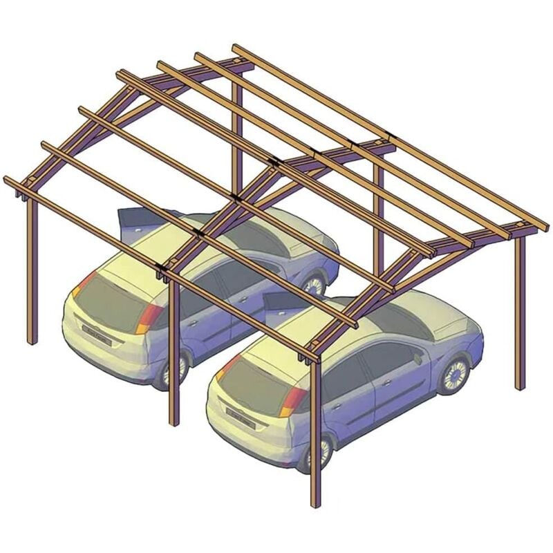 foto del prodotto sunwood pergola carport in legno 400x550 cm, in pino impregnato, made in italy