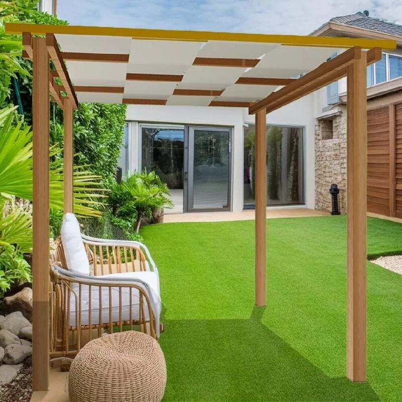 foto del prodotto sunwood pergola in legno con copertura removibile, 240x240 cm, in massello impregnato