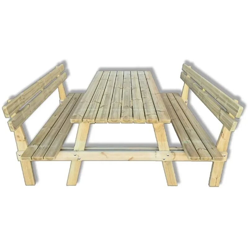 foto del prodotto sunwood - tavolo da picnic in legno 6 posti con panche e schienale, 180x190x78h cm