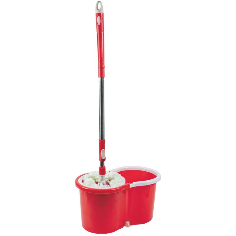 foto del prodotto super mop rosso 120cm cestello in acciaio con ruote