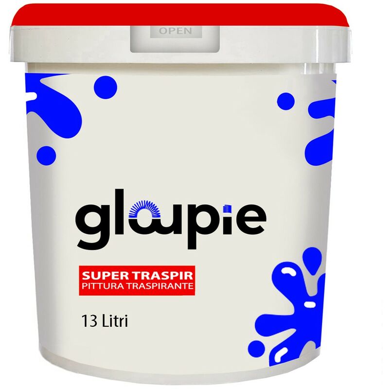 foto del prodotto super traspir pittura all acqua traspirante per pareti per tutti gli ambienti interni , 13 litri , bianco, made in italy gloupie