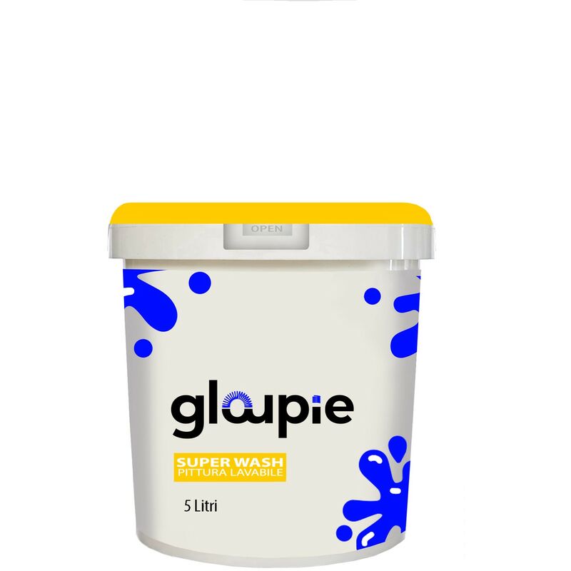 foto del prodotto super wash pittura lavabile traspirante per tutti gli ambienti interni, 5 litri, bianco,made in italy gloupie