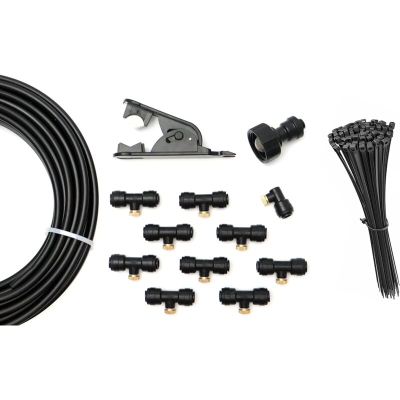 foto del prodotto superfish superfog sistema di nebulizzazione domestico per rinfrescare patio o giardino. con 10 ugelli o punti di raffreddamento, nero, sf3050