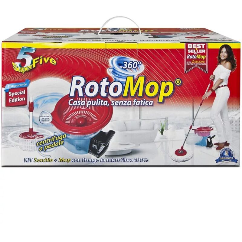 foto del prodotto superfive lavapavimenti rotomop kit 360 con pedale.