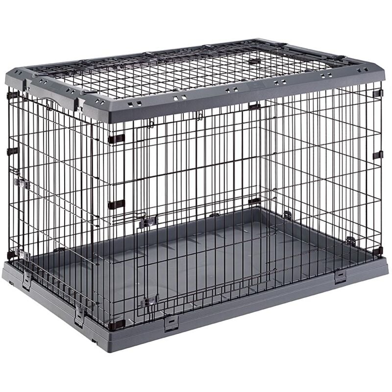 foto del prodotto superior box pieghevole per cani, con 2 o 3 aperture. varie misure.. variante 120 - misure 118 x 77 x h 82.5 cm - grigio - ferplast