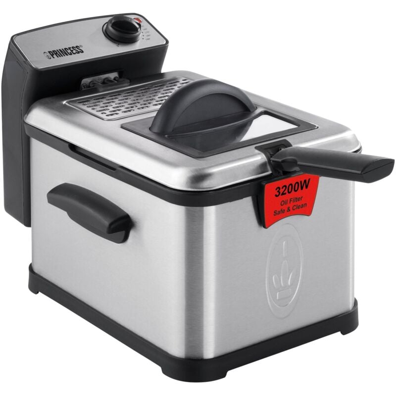 foto del prodotto superior friggitrice a zone fredde 3 l 3200 w con regolazione manuale della temperatura acciaio inox, nero - princess