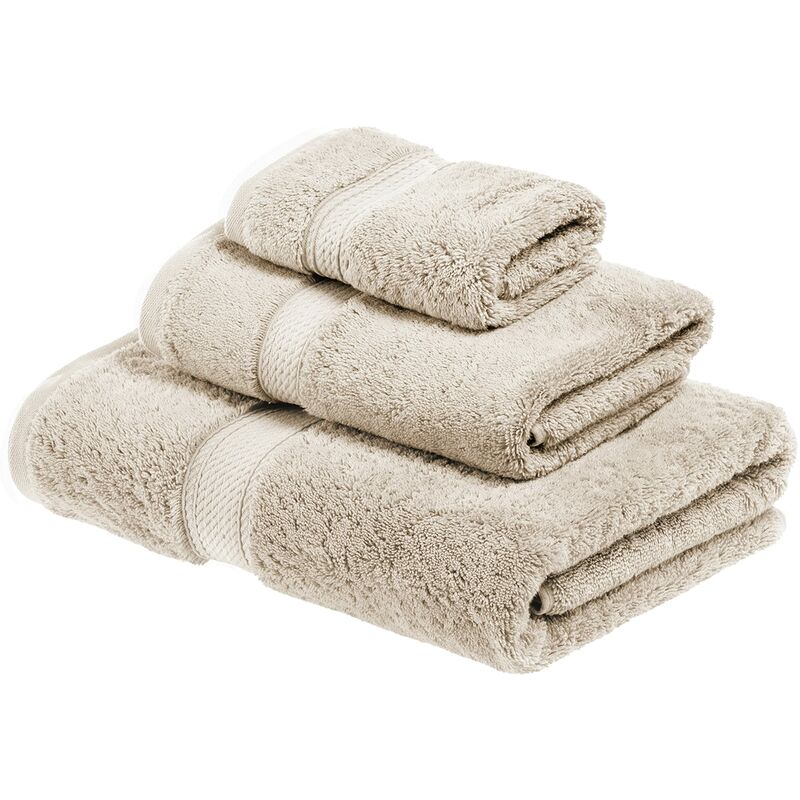 foto del prodotto superior set di asciugamani, cotone egiziano, pietra, 900 g, 3 pezzi