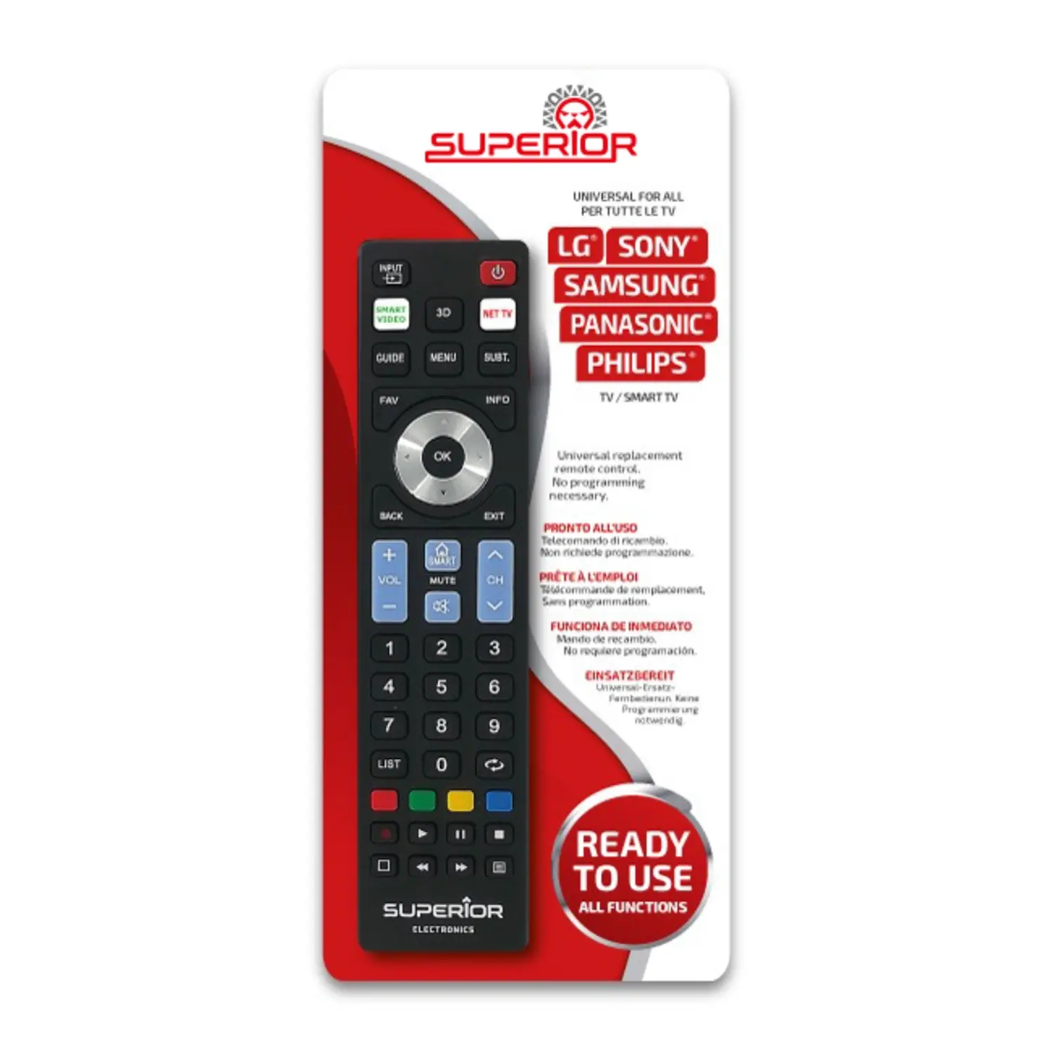 foto del prodotto superior telecomando universaleper smart tv lg, samsung, sony, philips e panasonic