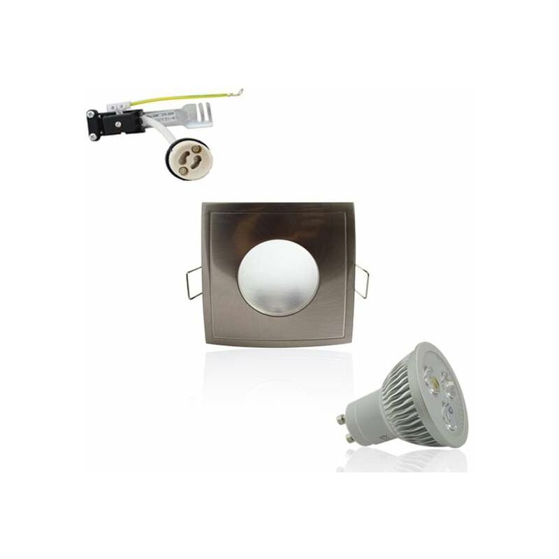 foto del prodotto superled 4w quadrato alluminio naturale bianco 35w impermeabile led gu10 spot kit 4500k