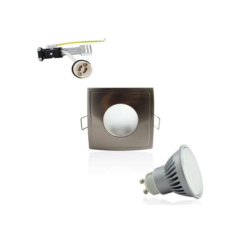 foto del prodotto superled impermeabile 6w quadrato alluminio luce 50w led gu10 spot kit neutro bianco 4100k