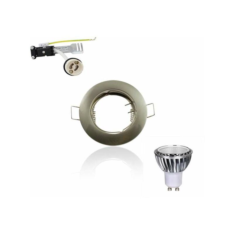 foto del prodotto superled kit led gu10 cob 5w dimmerabile equivalente 50w bianco naturale 4100k alluminio fisso