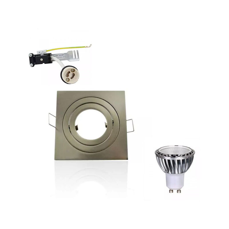 foto del prodotto superled kit led spot gu10 5w cob equivalente 50w incasso quadrato orientale bianco caldo 2700k supporto per faretto da incasso quadrato