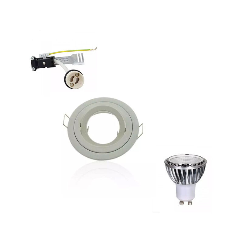 foto del prodotto superled led spot kit gu10 5w cob equivalente 50w dimmerabile foratura regolabile bianca rotonda 80mm sup 6015 bianco freddo 5000k