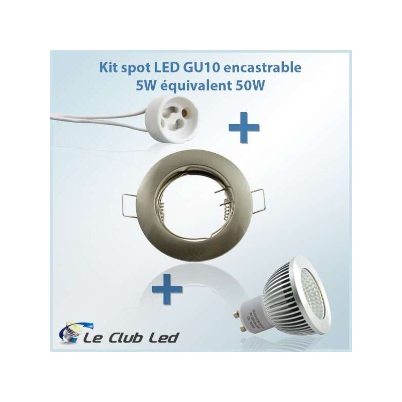 foto del prodotto superled led spot kit gu10 5w cob equivalente 50w foratura spazzolata fissa tonda 62mm sup 6001a blanc neutro 4000k