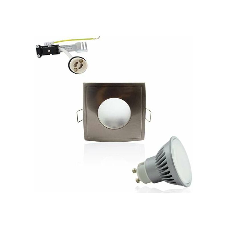 foto del prodotto superled spot led gu10 impermeabile 6w luce quadrata alluminio 50w bianco giorno 6400k
