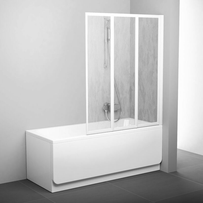 foto del prodotto supernova - schermo da bagno pieghevole in tre parti vs3 115, 115x140 cm, bianco rain 795s010041 - ravak