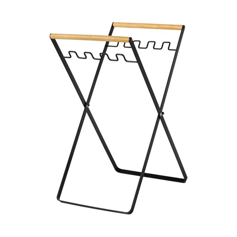 foto del prodotto support de sac poubelle pliable en fer, portable et pratique, utilisation multifonctionnelle pour le camping, le jardin et la lessive noir 