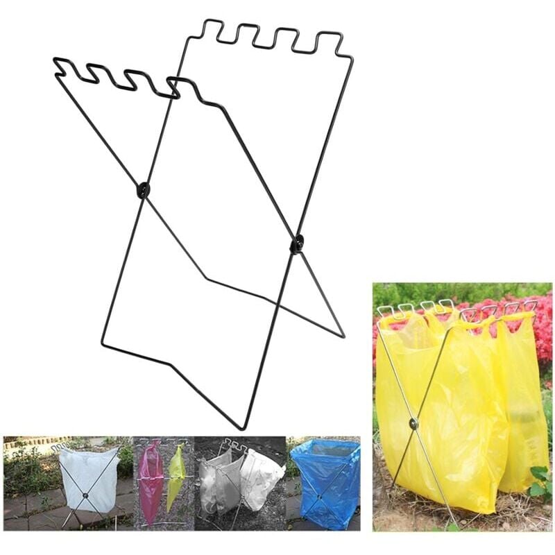 foto del prodotto support de sac poubelle, support de poubelle portable en fil de fer, peut contenir des sacs de 13 gallons, tag re cadre de sac en plastique,