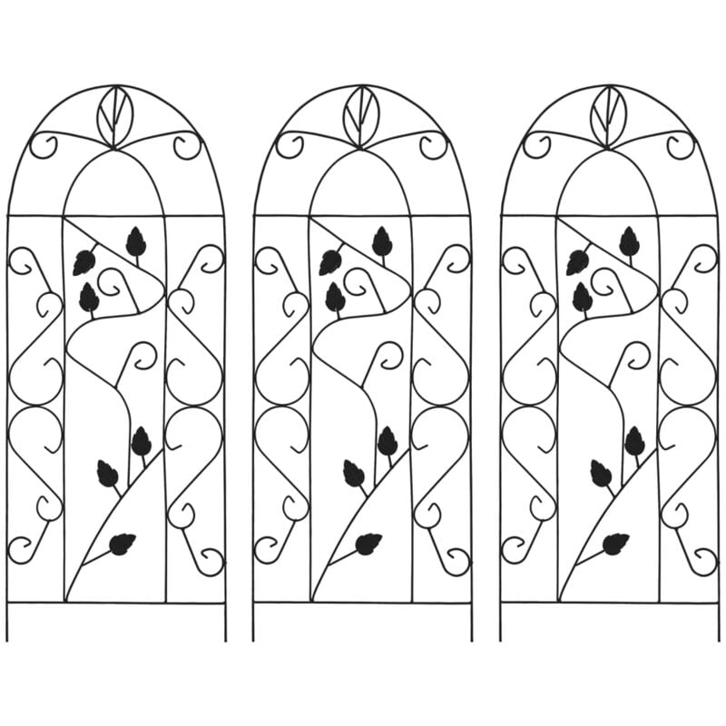 foto del prodotto supporti da giardino per piante 3 pz neri 40x100 cm in ferro - vidaxl