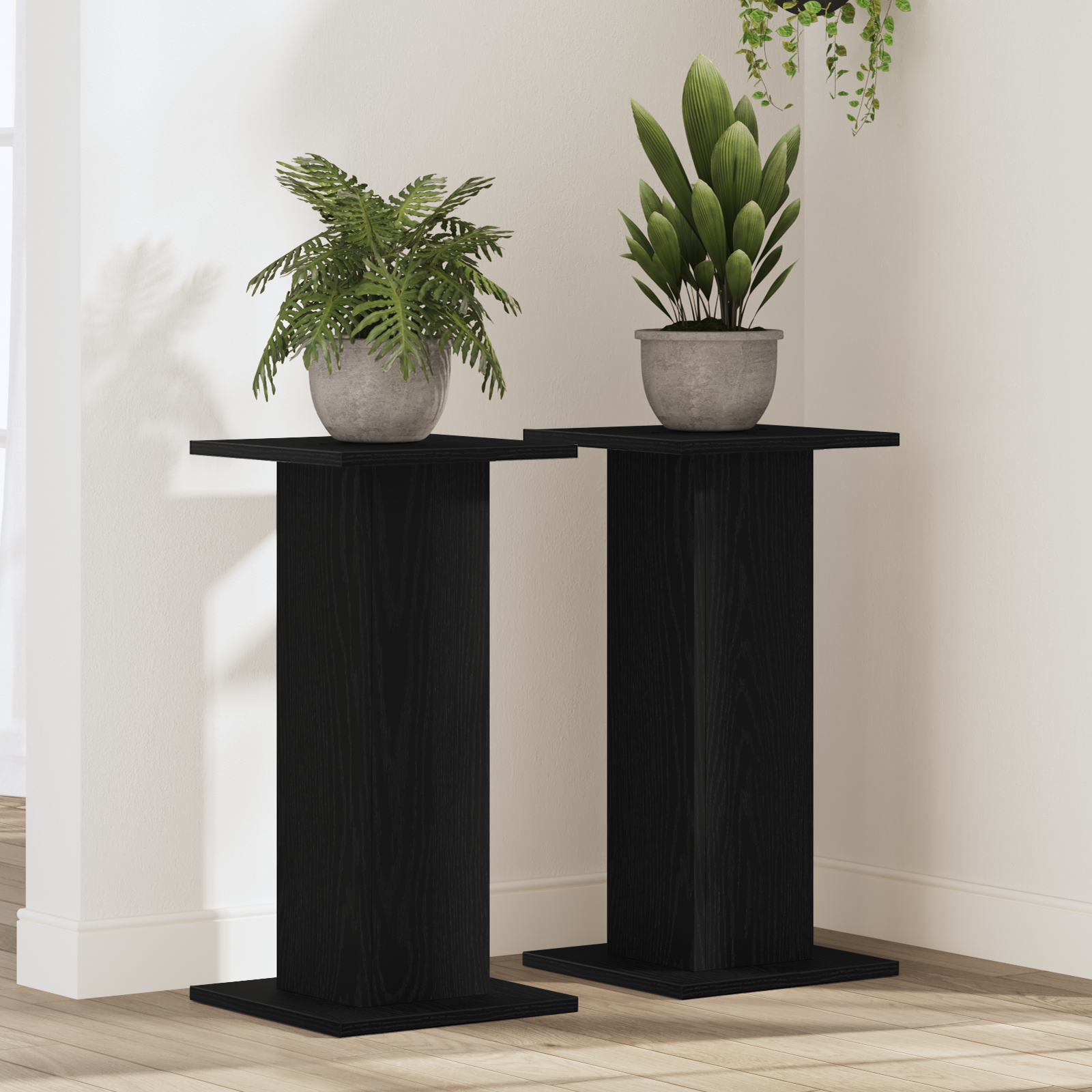 foto del prodotto supporti per altoparlanti 2 pezzi rovere nero 30x30x60 cm legno ingegnerizzato
