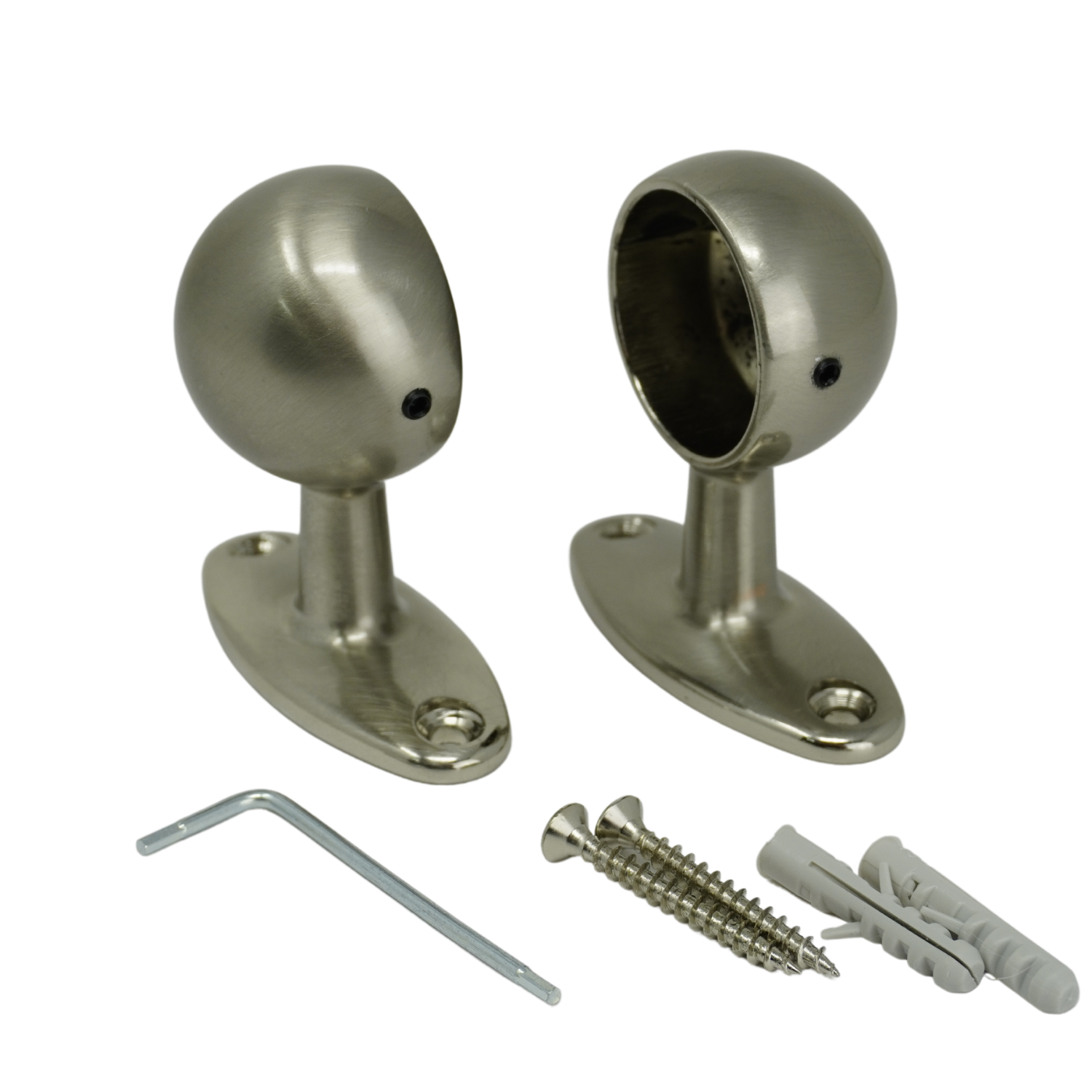 foto del prodotto supporti per bastoni tende in metallo, 2pz. viti e tasselli mod. 519