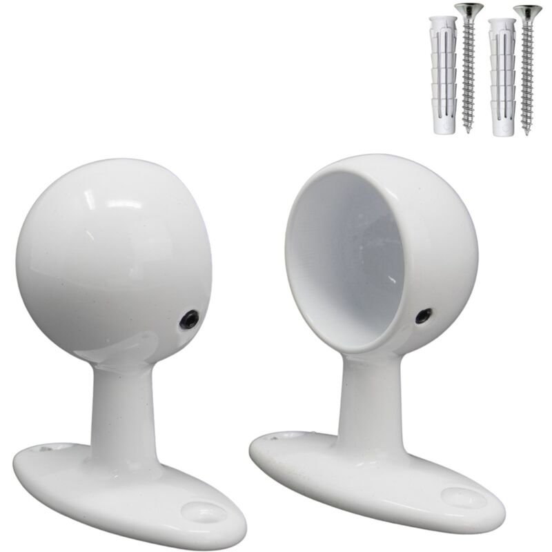 foto del prodotto supporti per bastoni tende in metallo, 2pz. viti e tasselli mod. 519 bianco