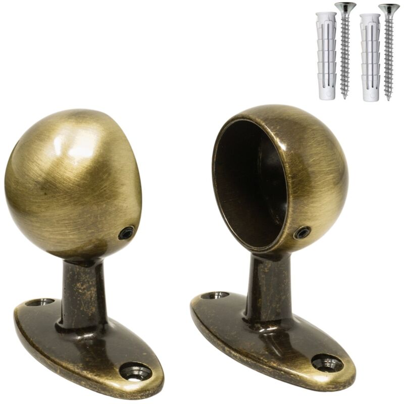 foto del prodotto supporti per bastoni tende in metallo, 2pz. viti e tasselli mod. 519 bronzo