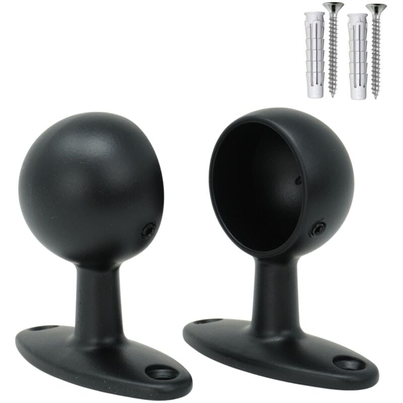 foto del prodotto supporti per bastoni tende in metallo, 2pz. viti e tasselli mod. 519 nero