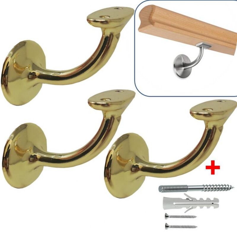 foto del prodotto supporti per corrimano in legno 3pz viti e tasselli oro