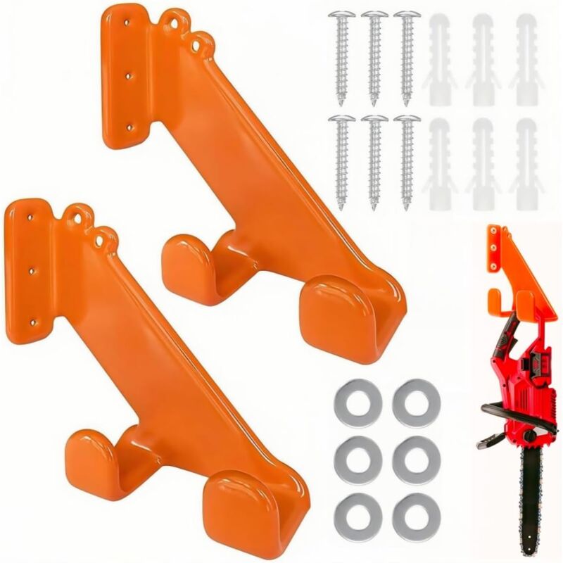 foto del prodotto supporti per motosega, supporti per decespugliatore a parete, ganci per riporre gli attrezzi in garage, ganci a parete avvitabili, ganci a parete per