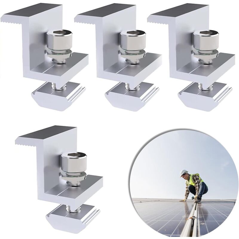 foto del prodotto supporti per pannelli solari morsetto terminale solare da 30 mm montaggio per pannelli solari staffe a z per camper, barche, campeggio, tetti e