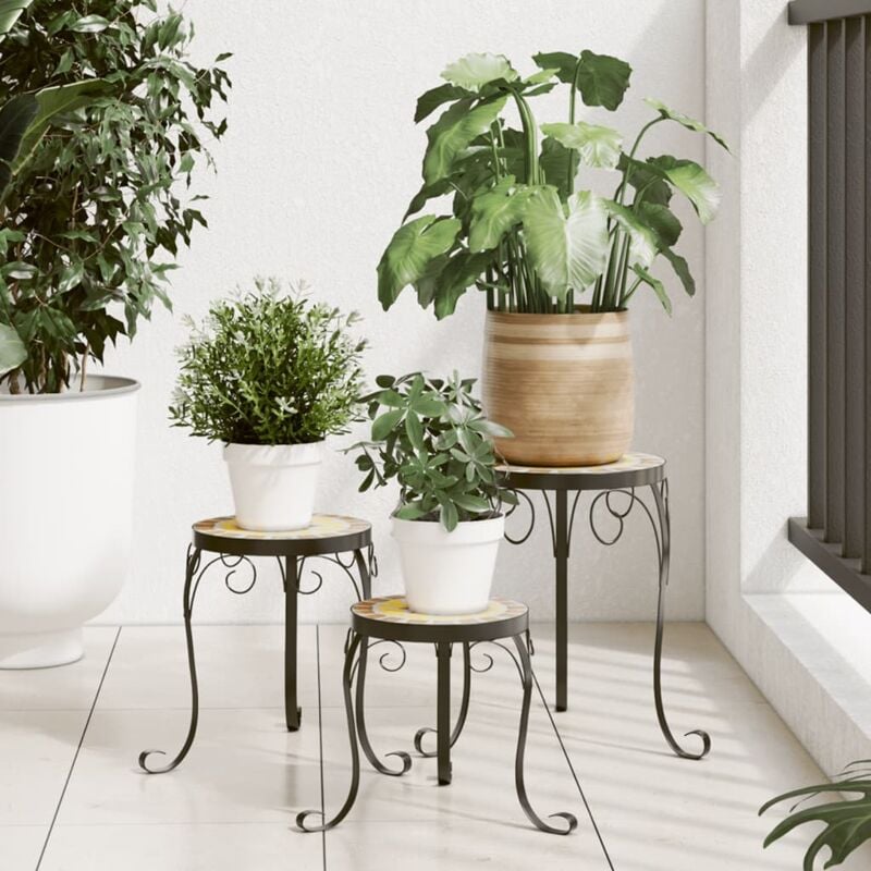foto del prodotto supporti per piante 3 pz terracotta e bianco in ceramica vidaxl