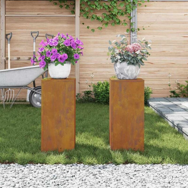 foto del prodotto supporti per piante da esterno pillar 2 pcs 24x24x55 cm acciaio resistente vidaxl
