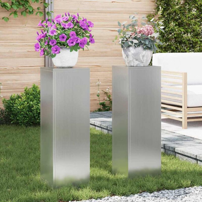foto del prodotto supporti per piante da esterno pillar 2 pcs 24x24x75 cm acciaio zincato vidaxl