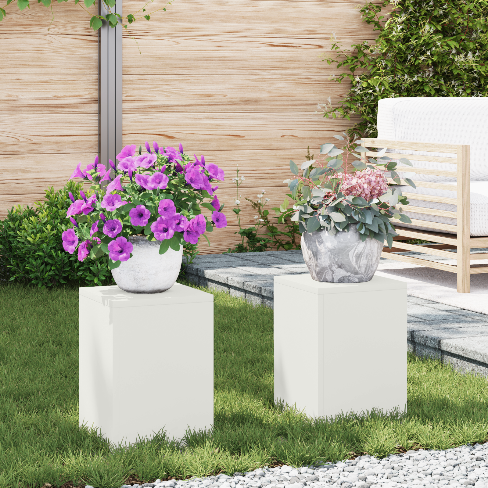 foto del prodotto supporti per piante da esterno pillar 2 pcs bianco 24x24x35 cm acciaio