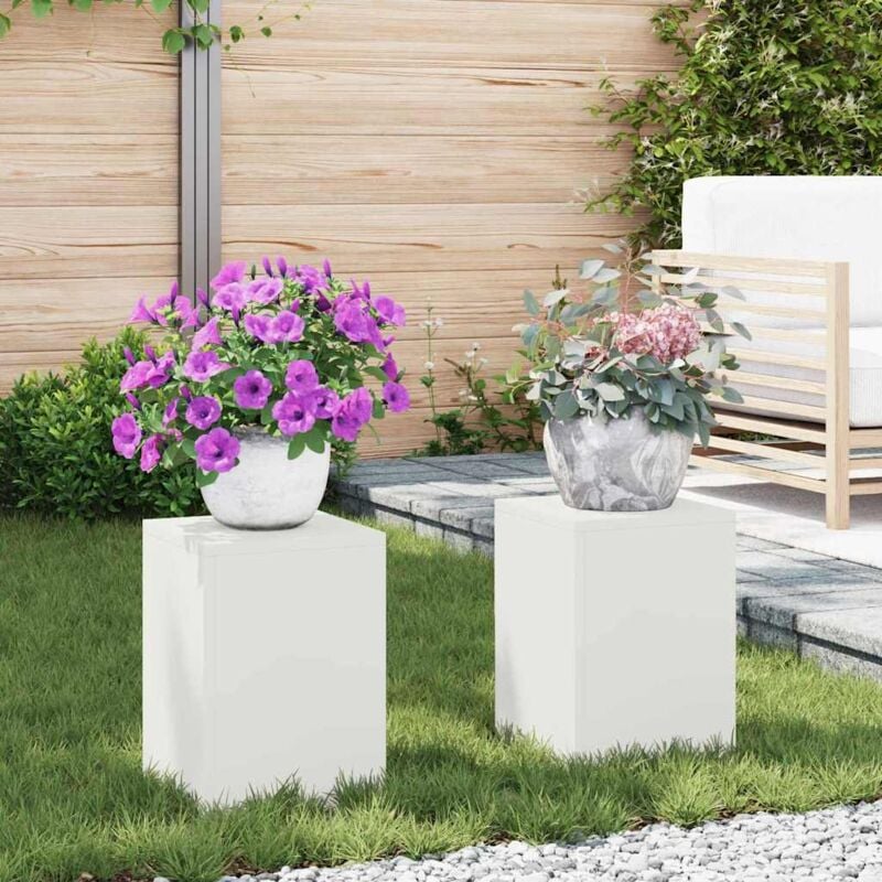 foto del prodotto supporti per piante da esterno pillar 2 pcs bianco 24x24x35 cm acciaio vidaxl