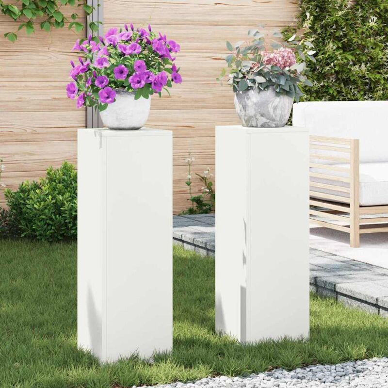 foto del prodotto supporti piante da esterno pillar 2 pcs bianco 24x24x75 cm acciaio vidaxl